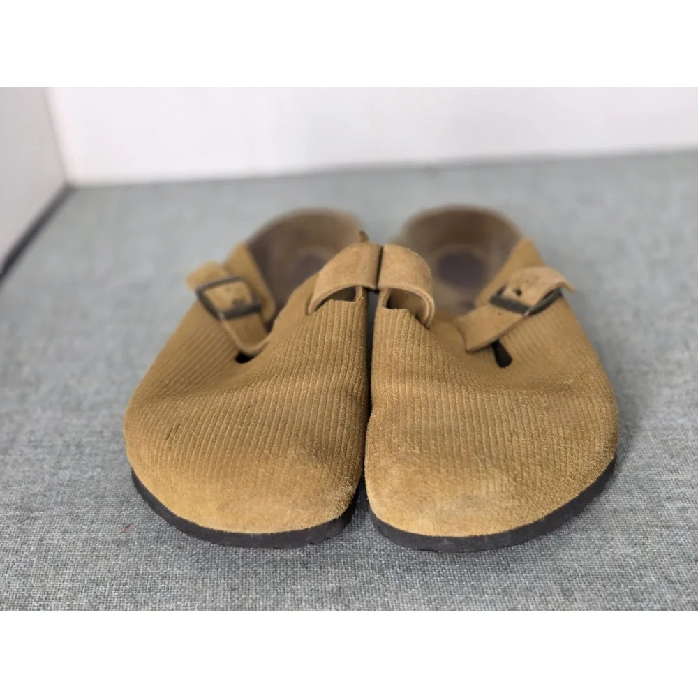 Birkenstock Sandals Slip On Shoes Boston Dark Beige Brown Corduroy Sz 44